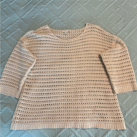 Coldwater Creek Sweaters - Coldwater Creek Women's Cream Crochet Sweater Size XL 3/4 Sleeves